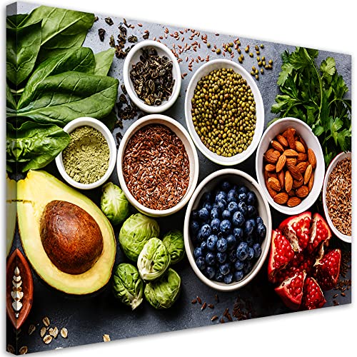 Feeby Cuadro de Pared XXL Verduras Frutas Cocina 120x80 cm 1 partes Impresión Lienzo Imagen Gráfica Estética Pimentón Especias Chili Multi