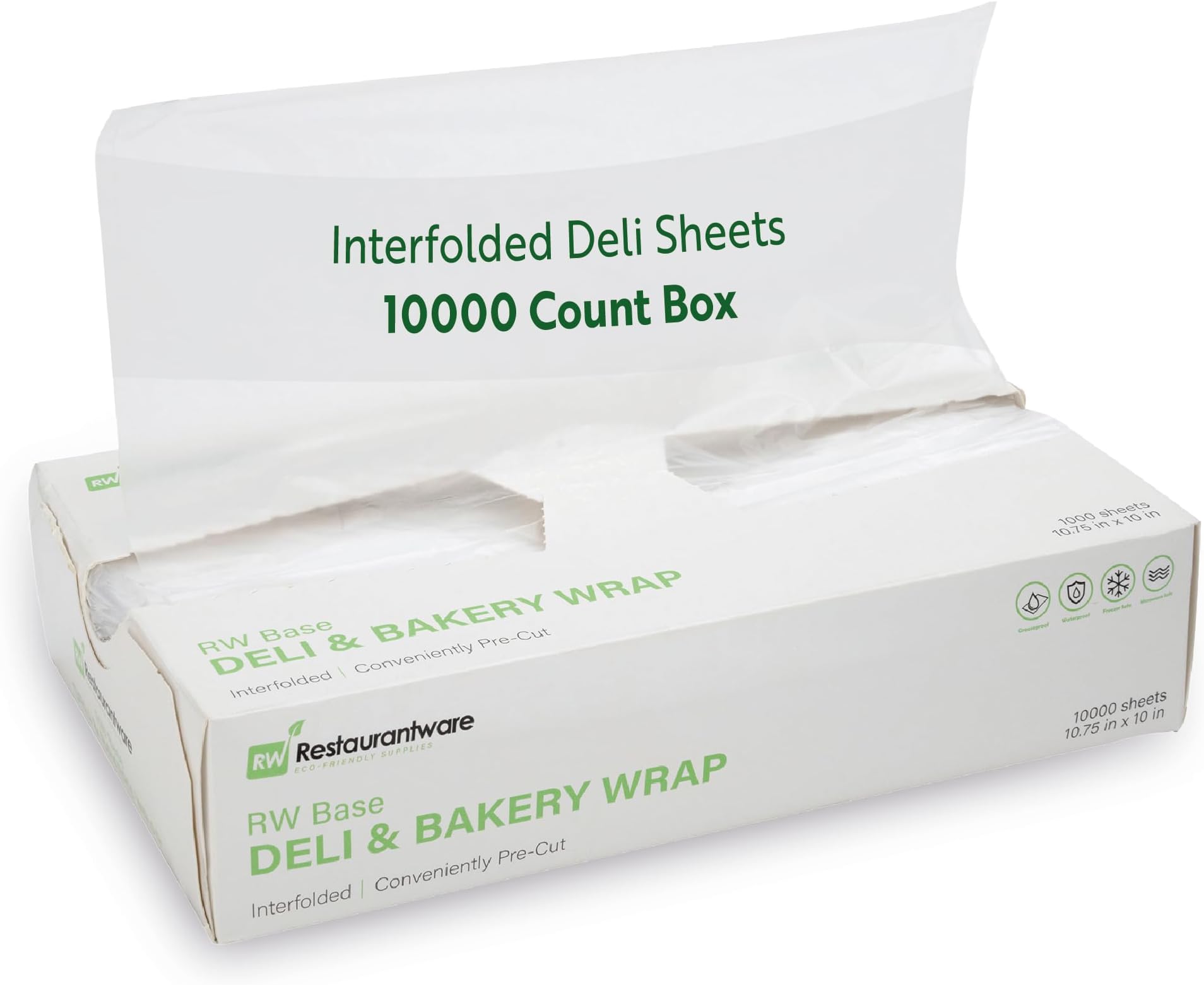 Restaurantware-RW Base 10.75 x 10 Inch Plastic Deli Sheets, 1000 Interfolded Butcher Plastic Wraps - Pre-Cut, Disposable, Clear Sandwich Wrap Sheets, Microwavable, Freezable