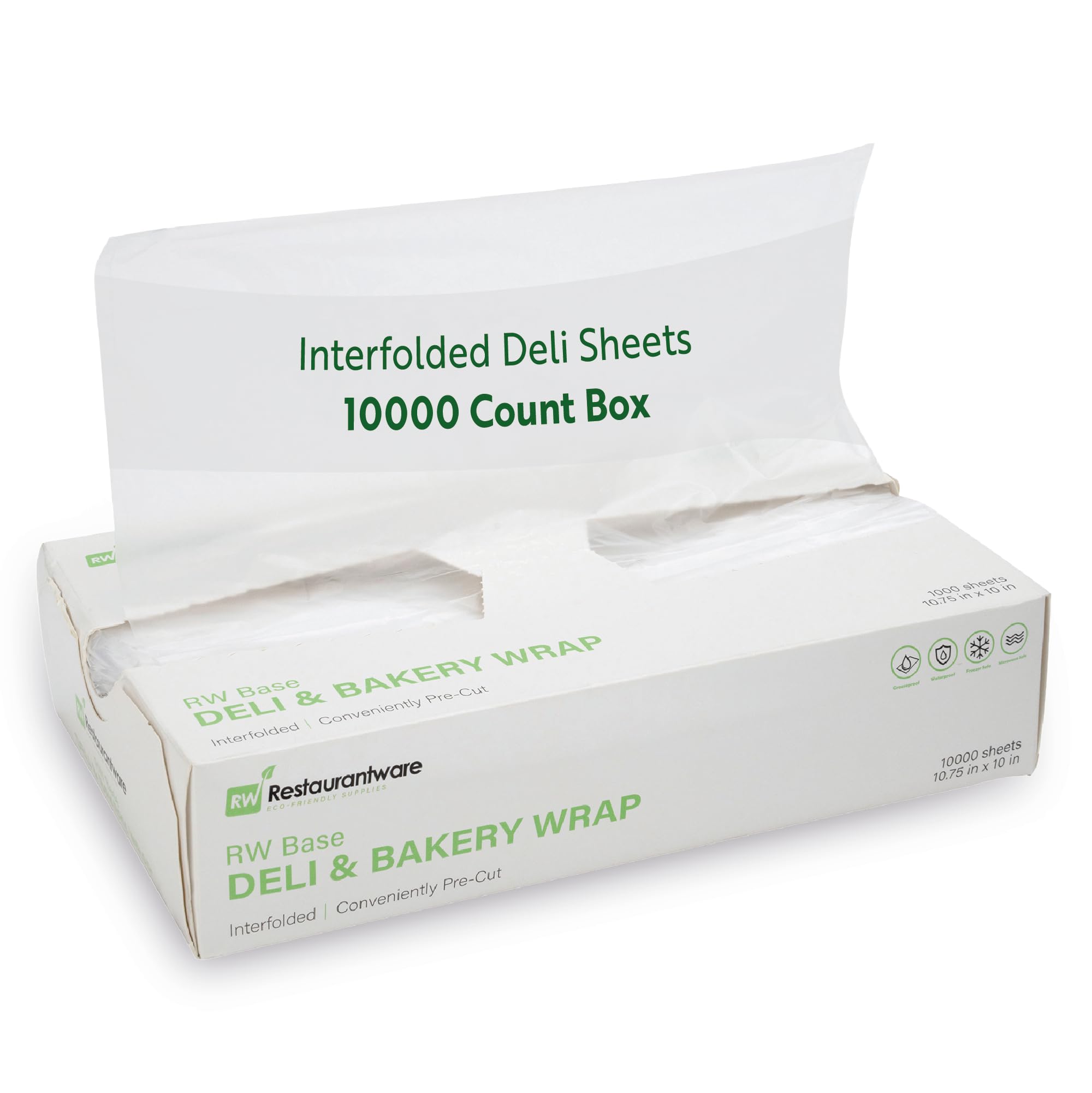 Restaurantware-RW Base 10.75 x 10 Inch Plastic Deli Sheets, 10000 Interfolded Butcher Plastic Wraps - Pre-Cut, Disposable, Clear Sandwich Wrap Sheets, Microwavable, Freezable