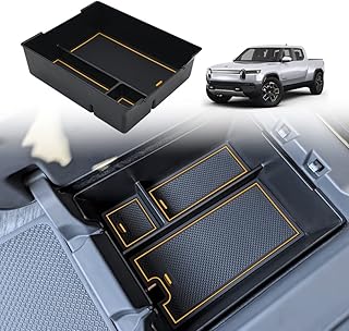 BestEvMod Center Console Organizer Tray Compatible with Rivian R1T R1S 2022 2023 2024 2025 2026 Accessories Center Console Storage Box ABS Material with PVC Trim (W/O Coin, Yellow)