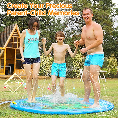 image for PEFECEVE Splash Pad for Kids, 68” Outdoor Summer Sprinkler for Toddl