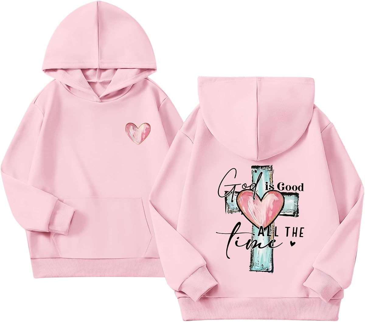 Christian Hoodies for Girls God is Good Sweatshirt Kids Jesus Faith Cross Hoodie Cute Religious Graphic Sweatshirts