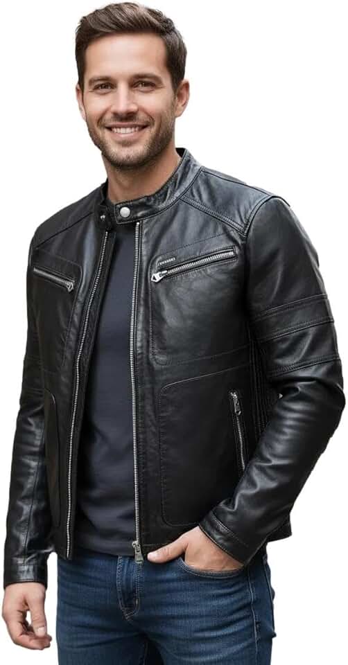 Jaqueta Masculina Couro Legitimo Bovino Motoqueiro