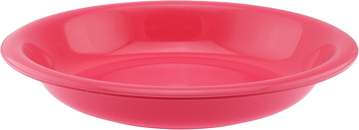 YBM HOME Unbreakable Round Deep Plastic Plate 15-Ounce | Microwavable, Dishwasher Safe, BPA-Free Pack of 3-Pink, 33-1166-pink