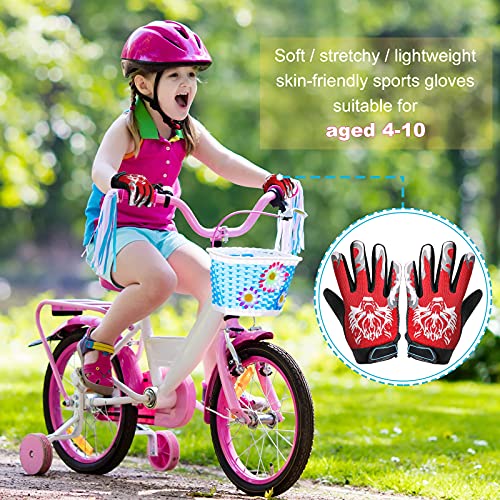 3 Pairs Kids Cycling Gloves Kids Full Finger Bike Gloves Children Sport Gloves Non-Slip Breathable Children Fishing Gloves For Outdoor Sports Camping Climbing Riding Parkour (Black, Red, Brown) #TOP5