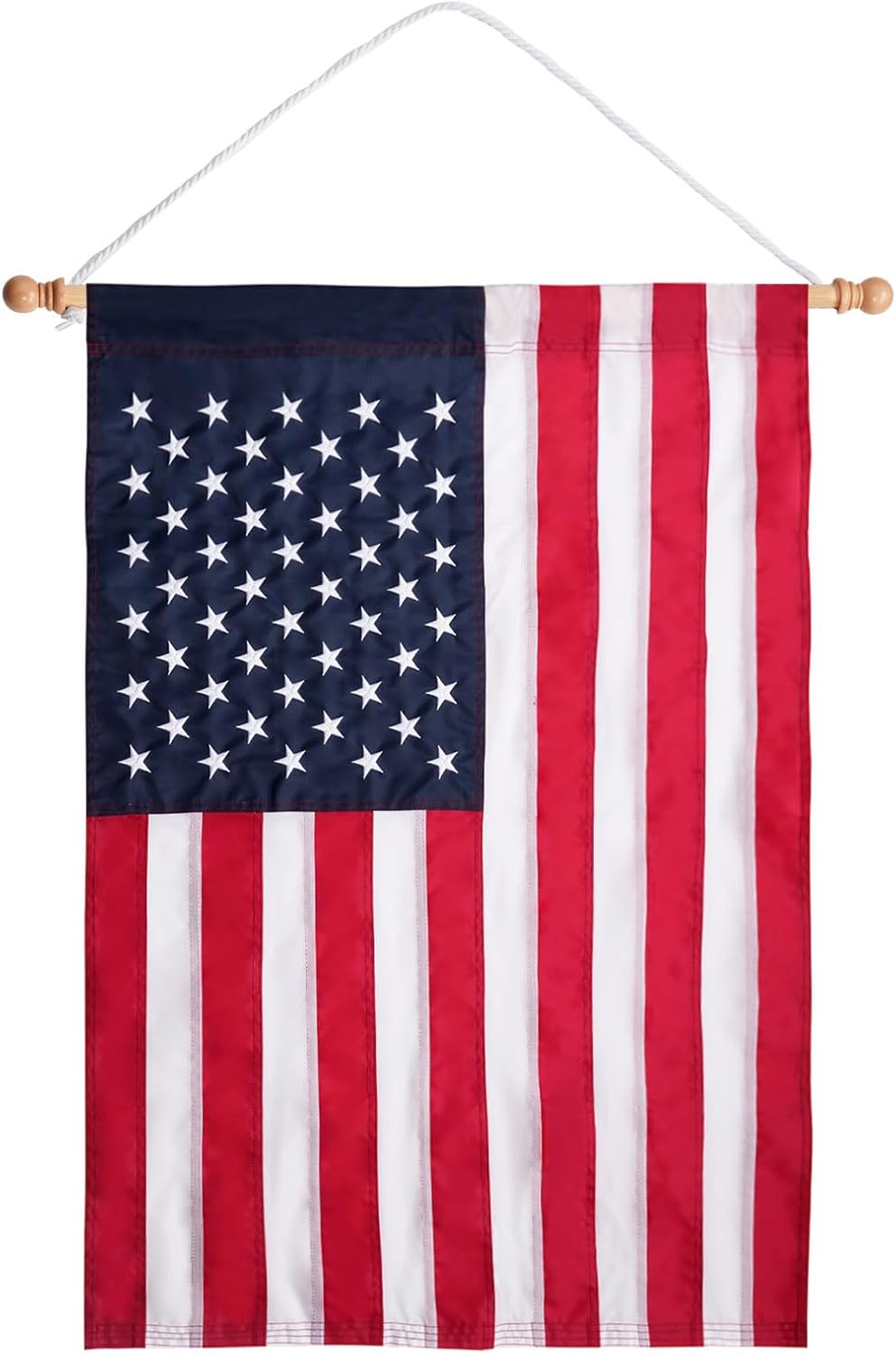TOPFLAGS American Flag Garden Flags 28x40 House Flag with Wooden Flag Pole Double Side for Outside USA Flags Embroidered Stars for Outdoor Garden School Classroom