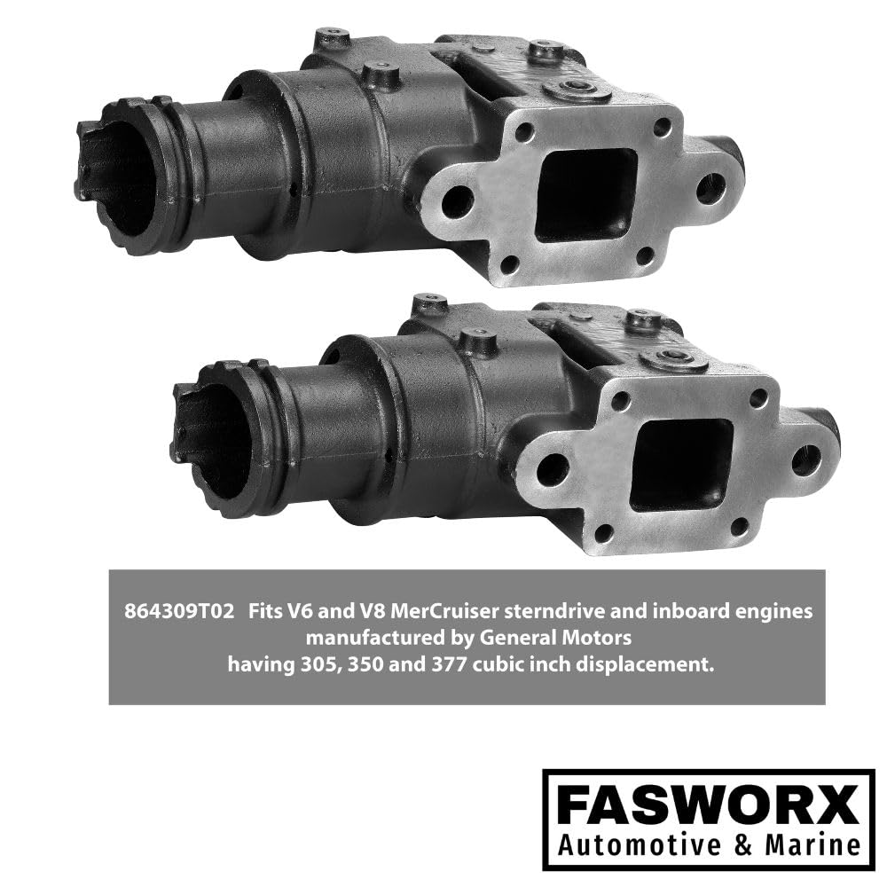Amazon.com: Mercruiser Set of 2 Exhaust Riser Elbows with Gaskets