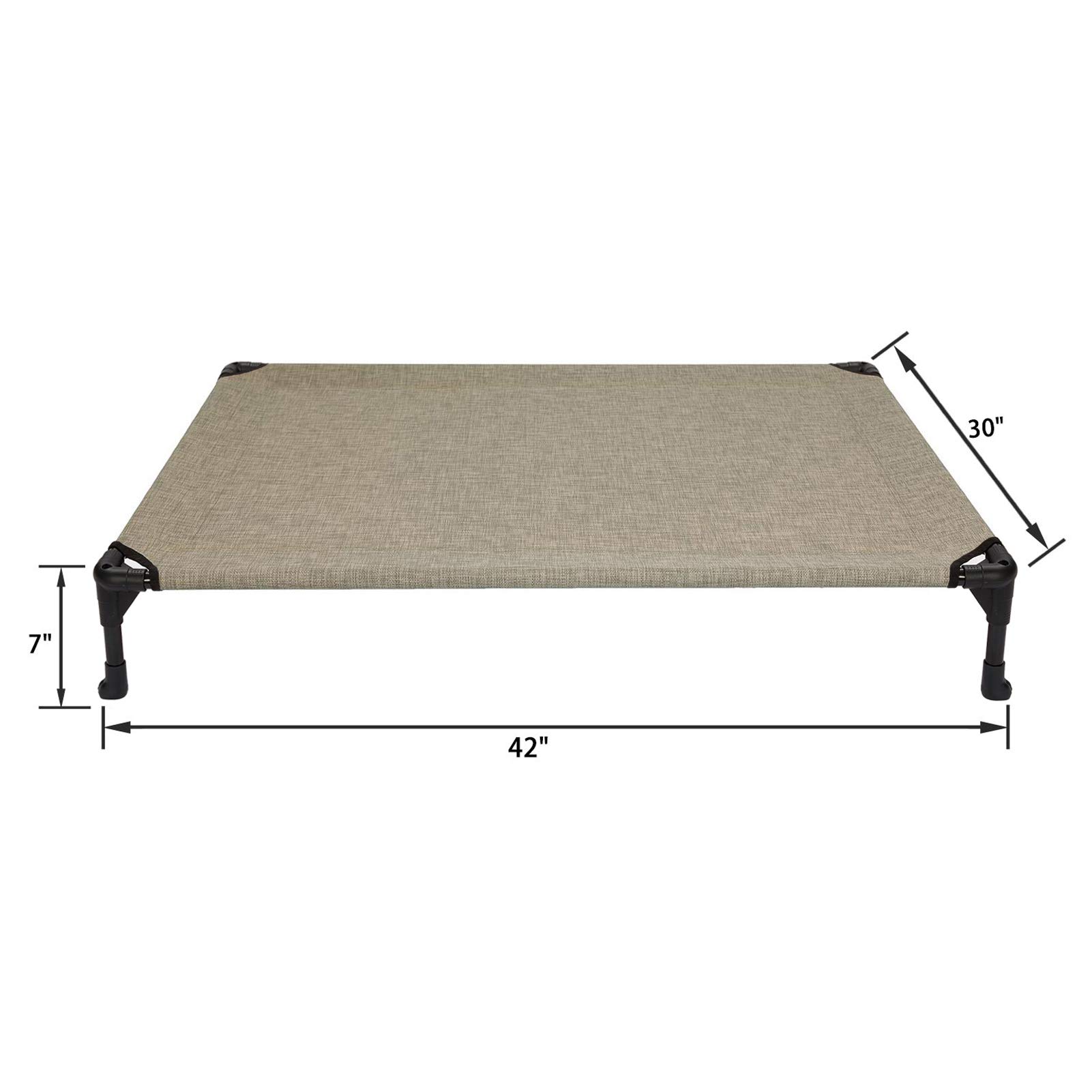 Veehoo Lettino Rialzato per Cani, Brandina Sopraelevata per Cani - Tessuto Textilene Rinfrescante & Traspirante & Resistente all'usura, Beige 107x76x18 cm