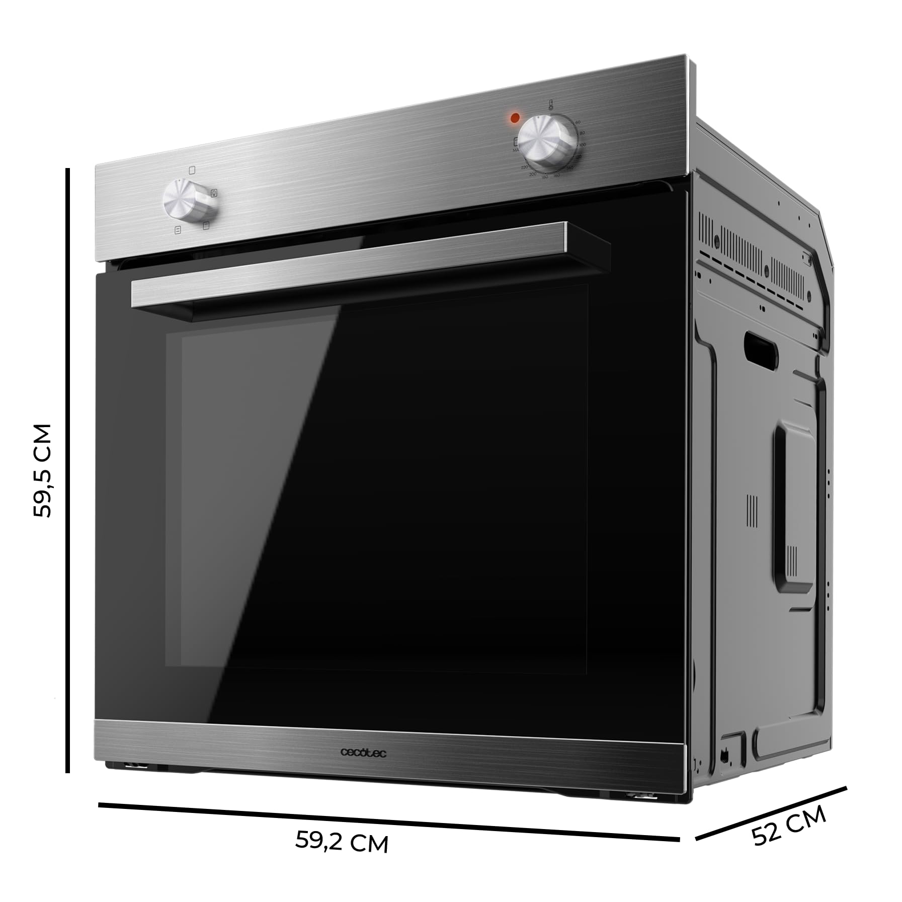 Cecotec Four Encastrable Bolero Hexa C126000 Line+ A. 2800 W, Capacité de 77 Litres, 4 Fonctions, Faible Consommation, Nettoyage à la Vapeur, Cuisson à la Vapeur, Triple Vitrage de Porte