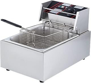 6L Electric 2500W Countertop Stainless Steel Deep Fat Fryers with Basket Lid Kitchen Fat Fryer for French Fries Donuts Chicken