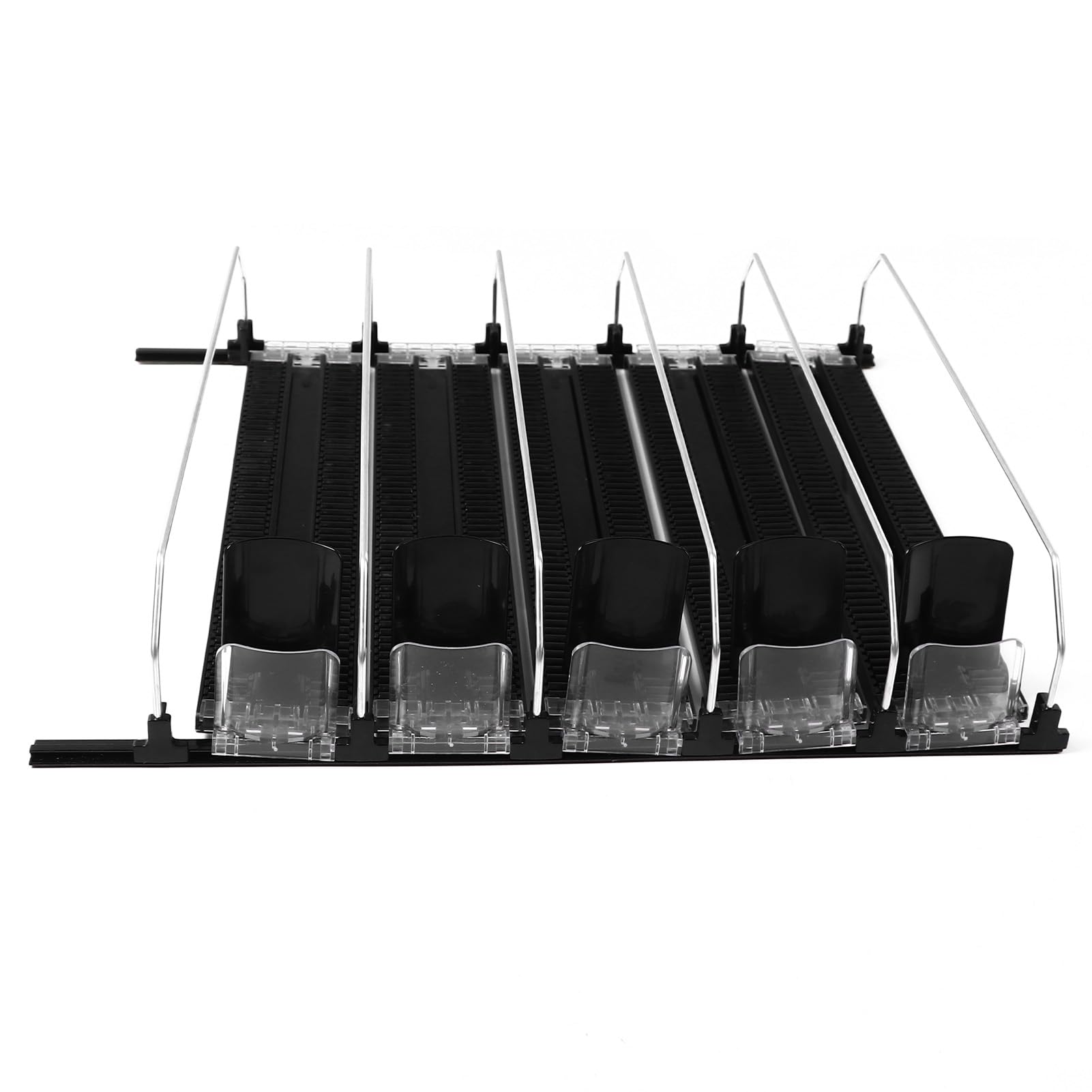 Dispensador de Bebidas para Nevera Ancho Ajustable Dispensador de Latas de Soda Autoempujante Organizador de Bebidas a Prueba de Lluvia para Soda Cerveza Jugo Material ABS Negro (5 uds.)