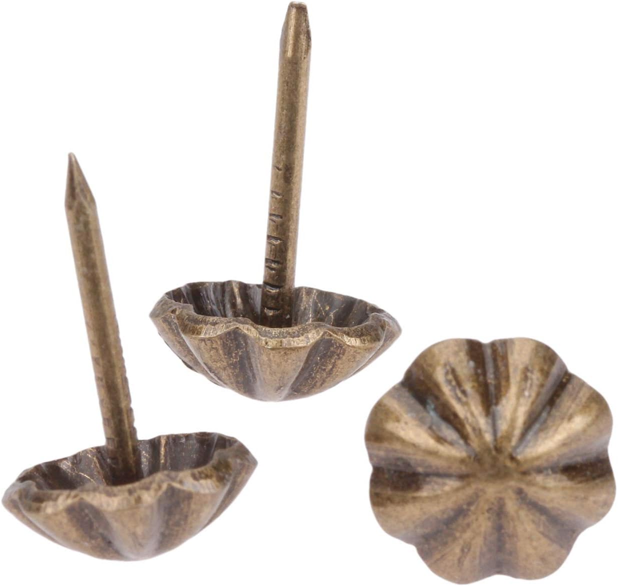 dophee 100Pcs Iron 0.43"x0.67" Vintage Style Upholstery Nails Studs Tacks Pins for Furniture Sofa Door Decoration