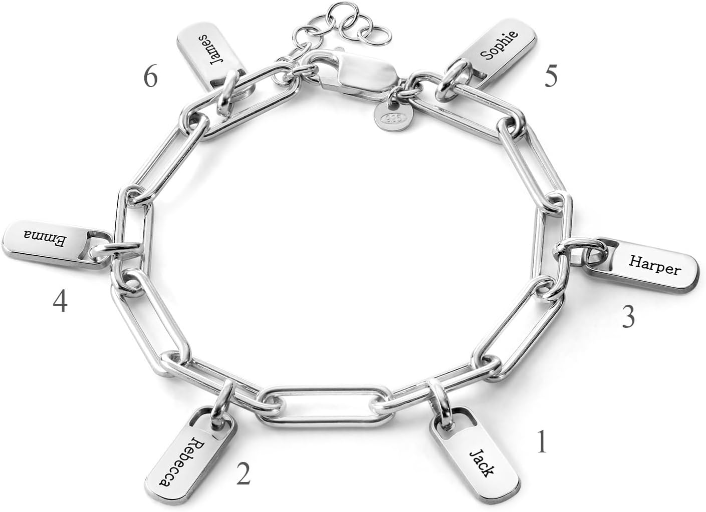 MyNameNecklace Personalized Rory Bracelet with Custom Tag Charms - Diamond Option