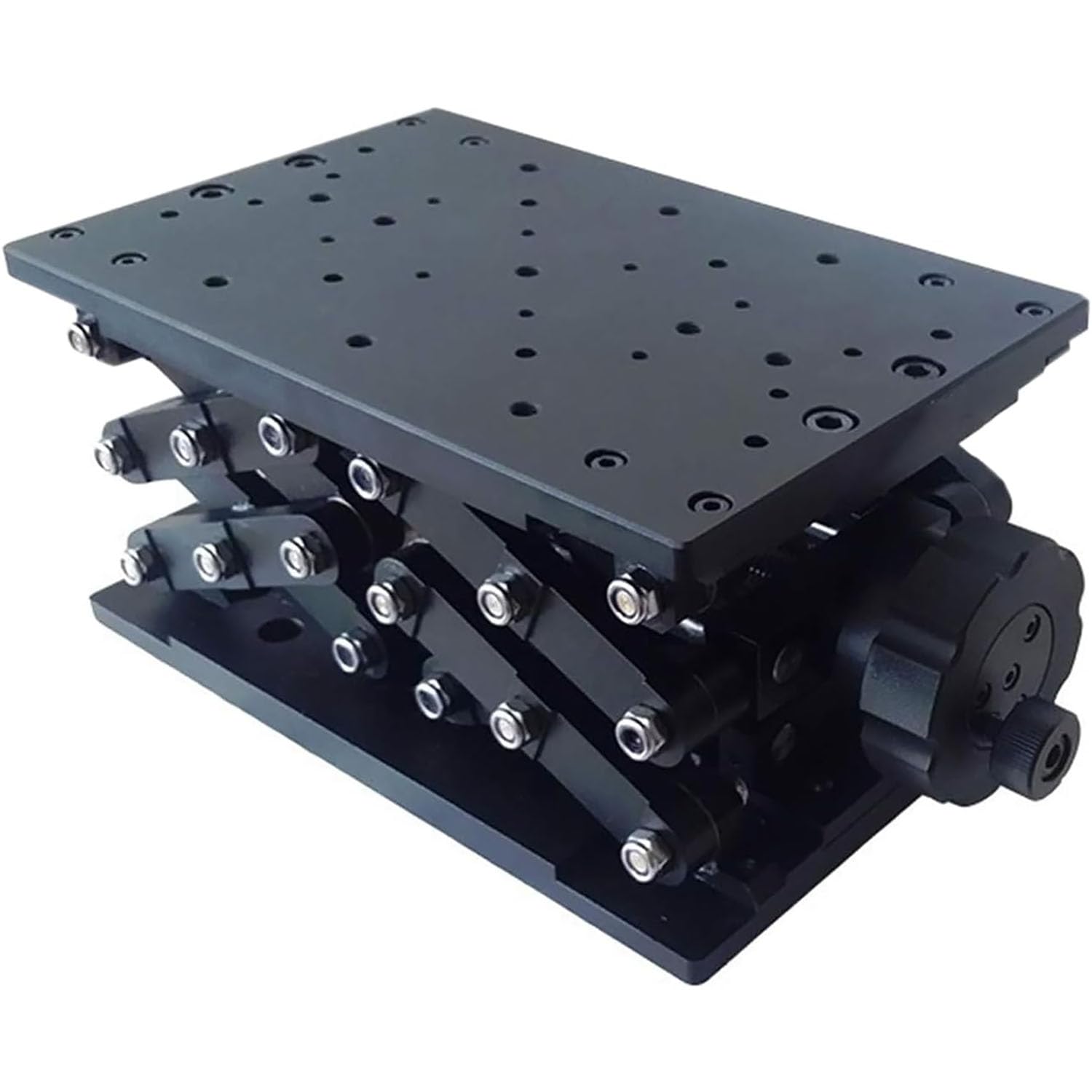 Gato Manual De Precisión para Laboratorio, Mesa Deslizante Óptica del Eje Z De 140 X 220 Mm con Regla Graduada, Carrera Vertical De 120 Mm Y Capacidad De Carga De 25 Kg para Laboratorio