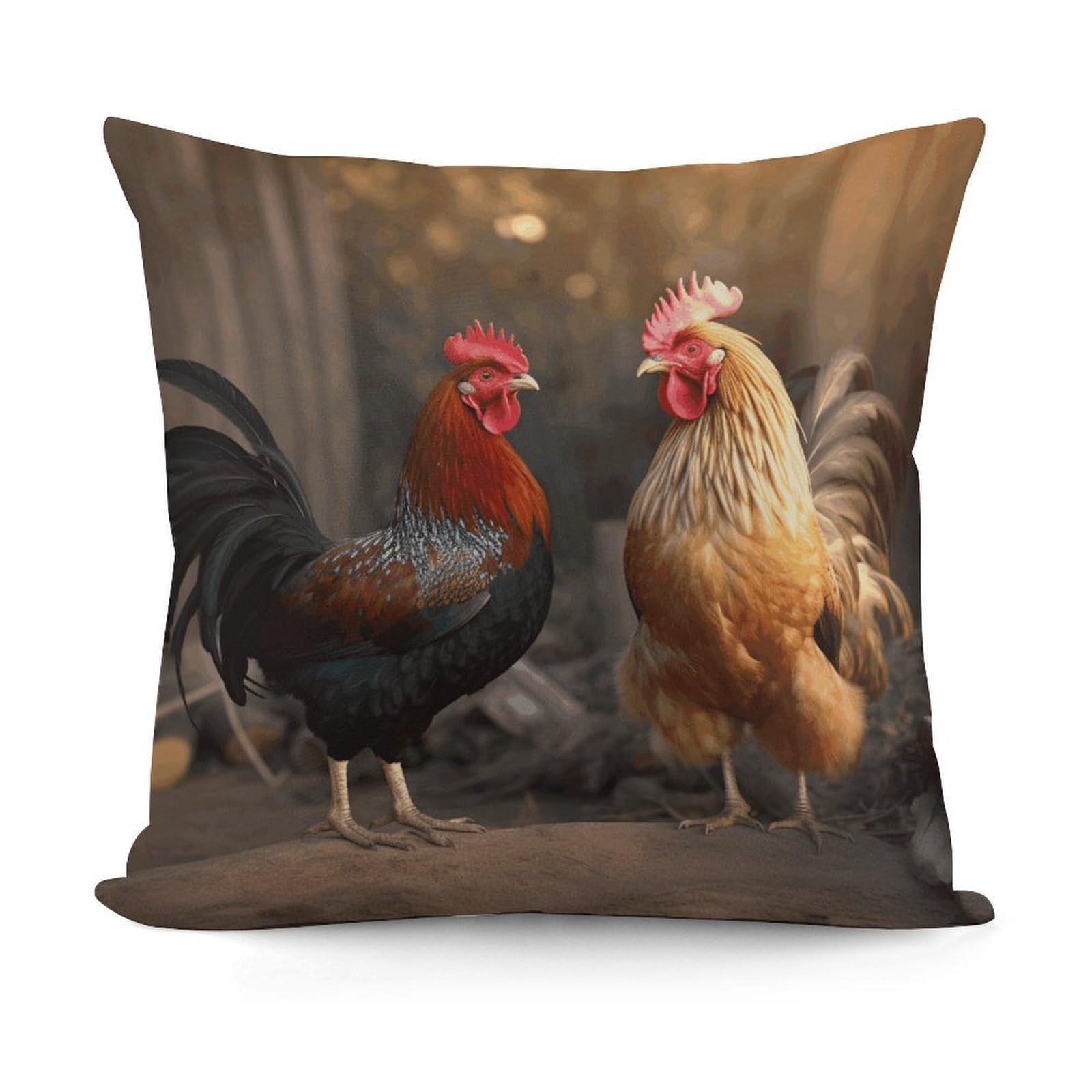 VstaDank Rooster and Chicken Throw Pillow Covers Fade-Resistant Plush Pillow Case Cozy Square Cushion Case Removable Pillowcase Exquisite Pillow Shams Soft Pillow Protector 18"x18"