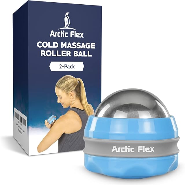 Arctic Flex Cold Massage Ball Roller (2-Pack) - Mini Cryo Massager Hand Ice Ball - Sore Muscle Cold Therapy - Deep Tissue Depuffer Pain Relief - Jaw Eye Ice Depuffing Tool for Migraine, Injury, Foot