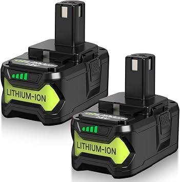 2 Packs P108 18 Volt Battery Replacement for Ryobi 18V Battery 8AhGreen