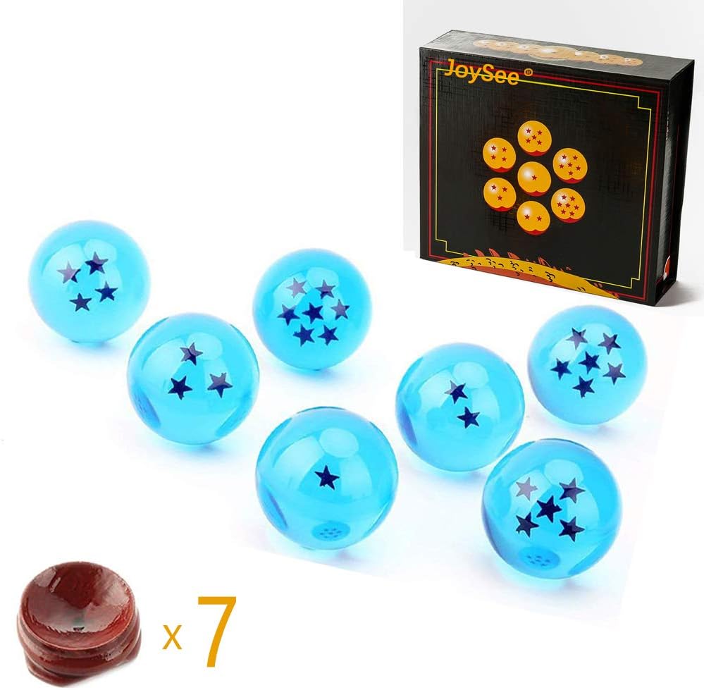 Gamilys Unisex Stars Acrylic Transparent Crystal Balls with Wooden Base 7pcs Set 4.3cm (Blue)