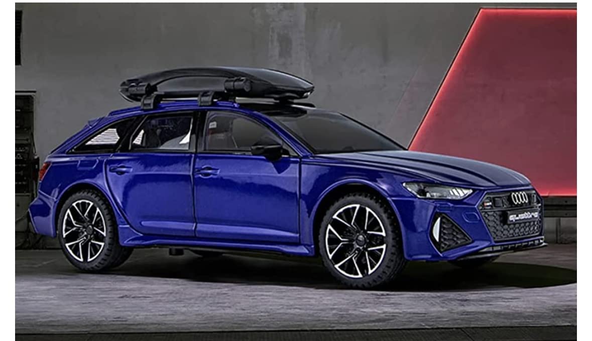 1:24 AUDI RS Diecast Model Car Toy, Zinc Alloy Pull Back Toy Die Cast car with Sound and Light for Kids Boy Girl Gift (blue)