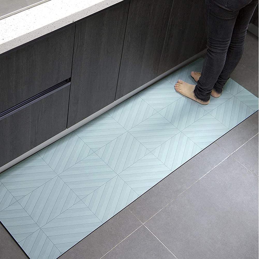 Tapis de cuisine anti-dérapable bleu imperméable tapis de plancher de 60x120