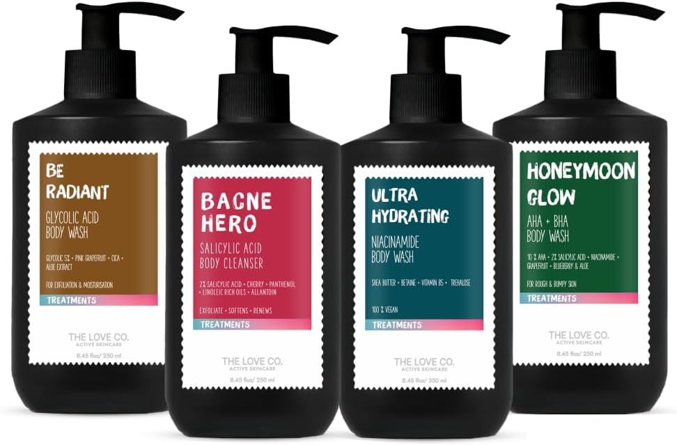 THE LOVE CO Salicylic Acid 02% Body Wash - Body & Back Acne | Prevents Dry, Rough, Bumpy, and Strawberry Skin | Deep Cleanses Skin (Combo 3)