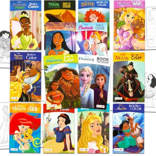 14 Pack Small Coloring Books for Kids Ages 4-8, 2-4 - Bulk Coloring Bundle Classroom Rewards, Prizes, PreK Kindergarten Party Favors with Disney Princesses | Mini Activity Books for Girls