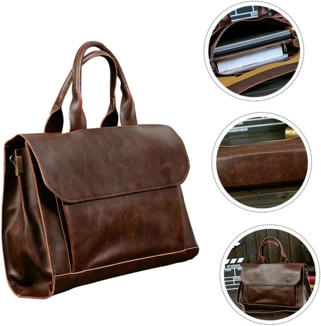 TEHAUX 1pc Pu Leather Briefcase for Business Laptop Shoulder Bag Multiple Pockets for Work Travel and Daily Use Stylish and Design