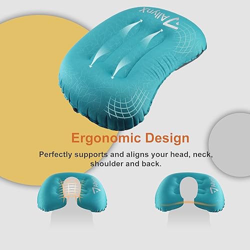 Miniatura 3 de AllynX Almohadas inflables, ligeras, compactas, cómodas almohadas inflables para campamento, mochileros, azul turquesa