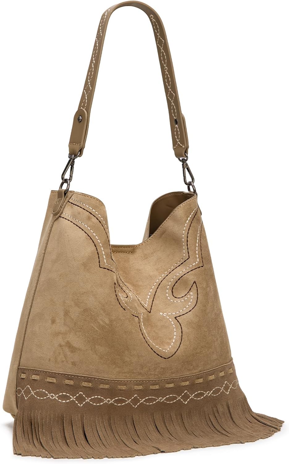Montana West Fringe Suede Hobo Bags for Women Soft Designer Top Handle Shoulder Bag