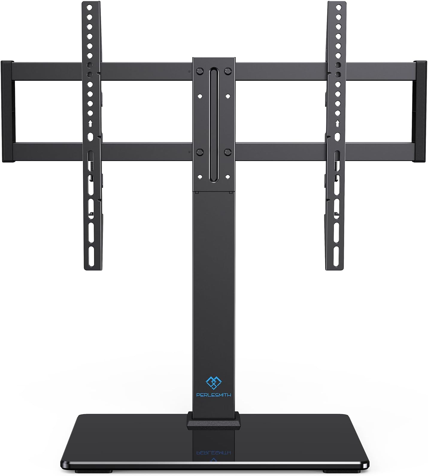 PERLESMITH Universal Swivel TV Stand for 37-77 inch TVs, Table Top TV Stand Base up to 99 lbs, 4 Height Adjustable Universal TV Legs with Tempered Glass Base, Max VESA 600x400mm, PSTVS02-N1