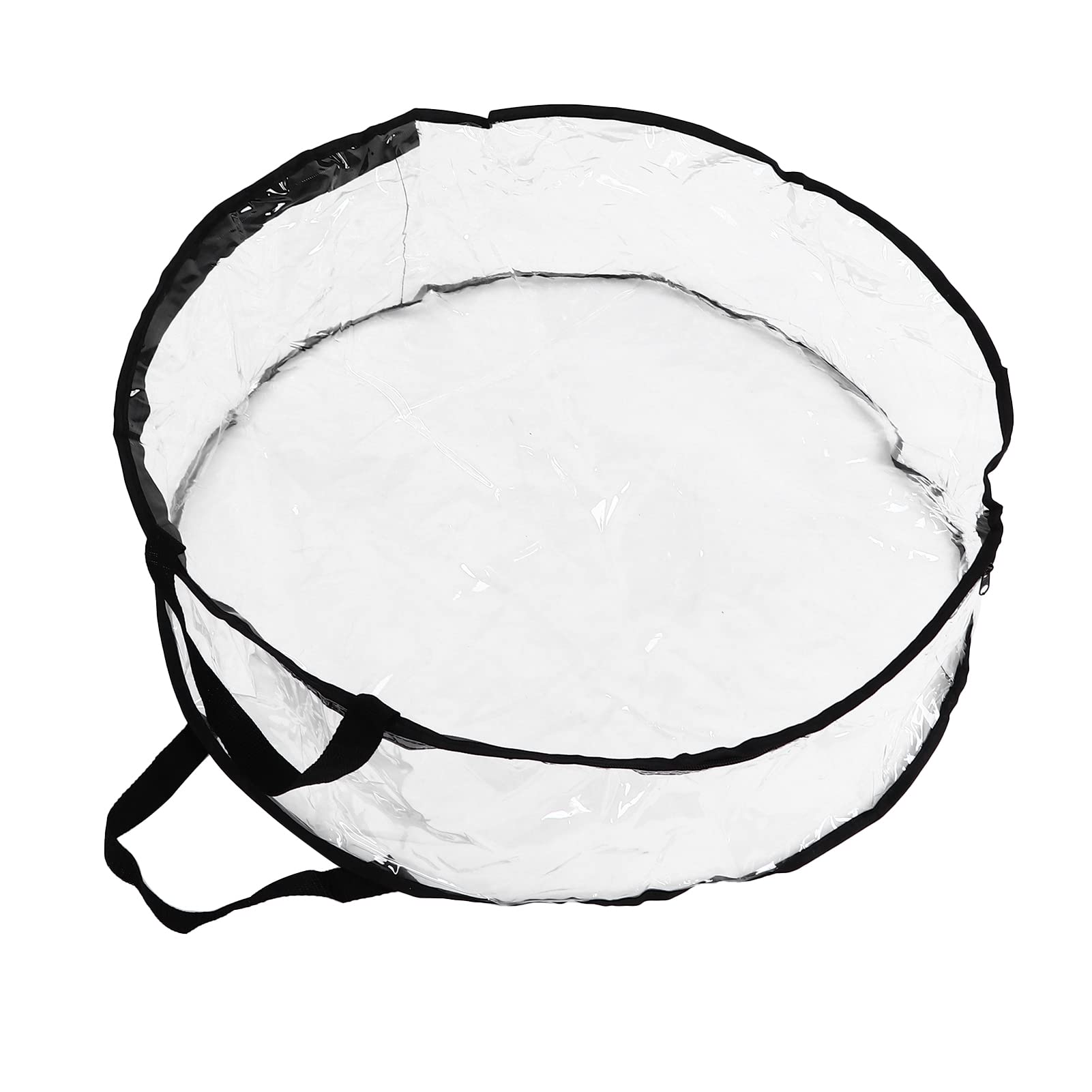Lybunair Transparent Round Wreath Storage Bag with Black Brink Heavy Duty PVC (Black Edge Style 1 Pack)
