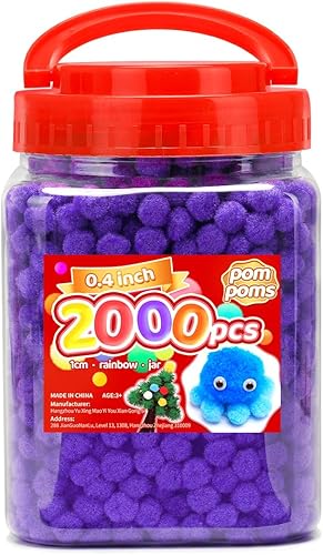 Vista 39 de Iooleem Pompones rosados – Tamaño surtido, 1200 piezas con ojos móviles, opciones de purpurina, perfectos para artes y manualidades