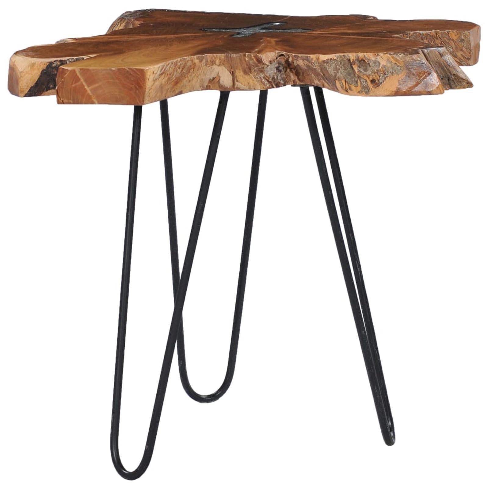 Homgoday Table basse 70 x 45 cm en bois de teck massif et polyrésine, table d'appoint pour canapé, table d'appoint pour salon, salle de réception d'invités, chambre à coucher et mobilier de bureau