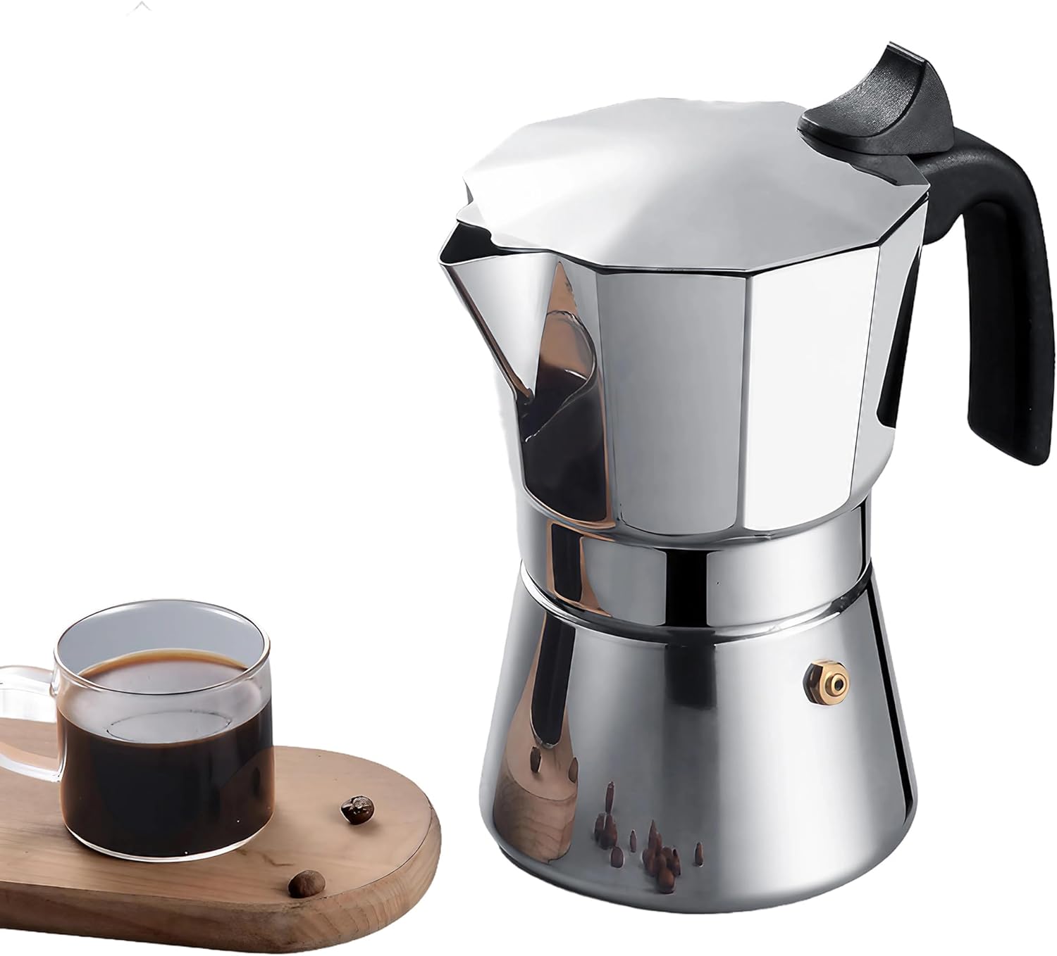 Stainless Steel Moka Pot, 6 Cup Stovetop Espresso Maker for Authentic Italian Coffee - Durable Rust-Proof Coffee Percolator, Premium Espresso Coffee Maker for Home and Outdoor Use (6 Cup 300ml)