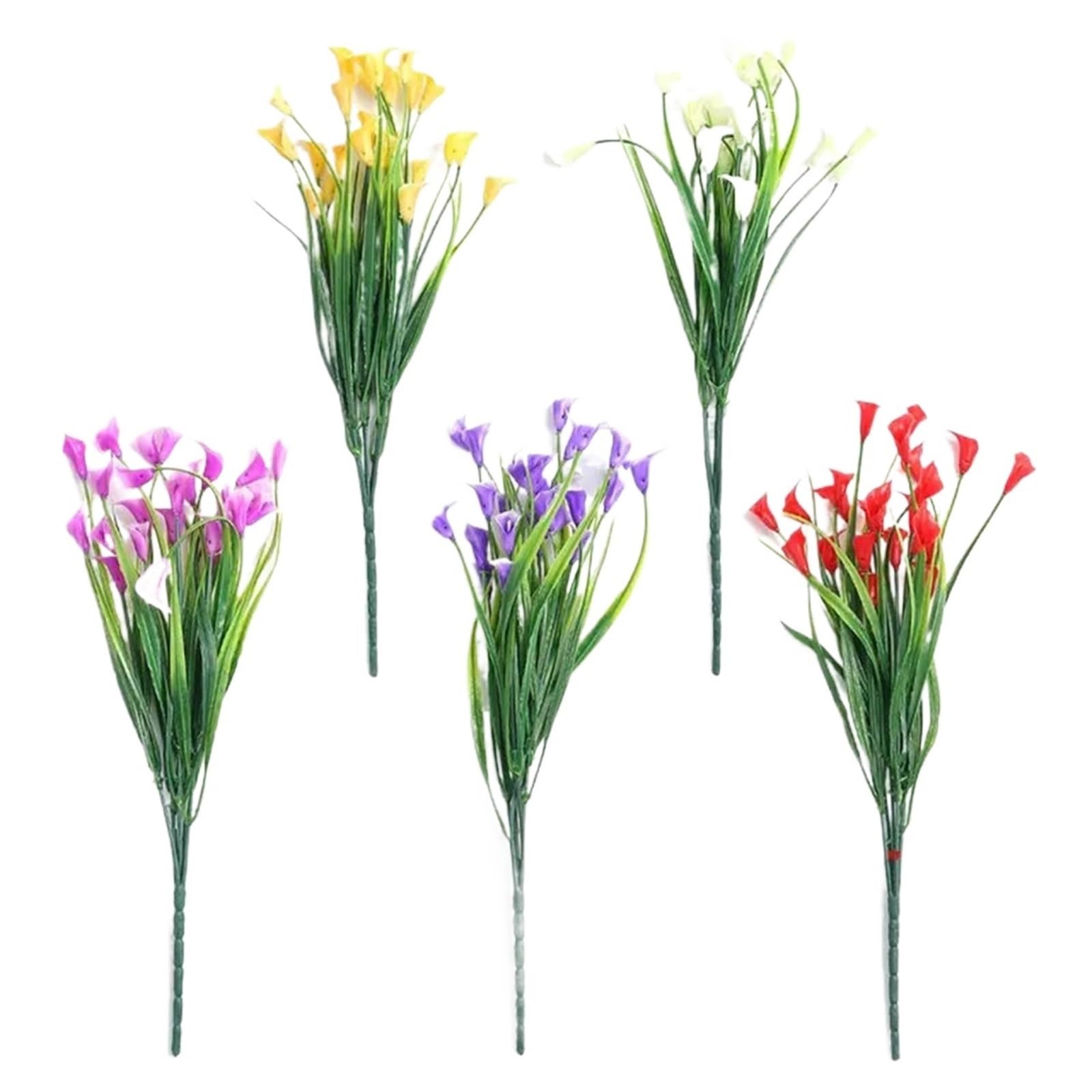 Dcrxz Artificial Flowers 10PCS Artificial Plastic Calla Lily Bouquet 33cm Fake Flowers for Home Room Decor Garden Wedding Decor Outdoor Vase Flower Arrangement(Red)