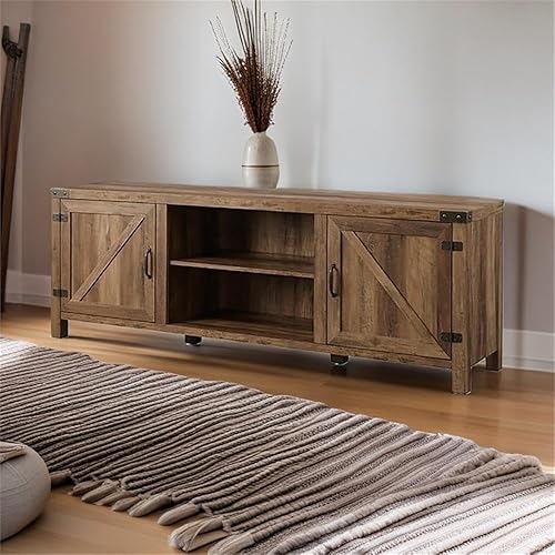 Miniatura 8 de Pemberly Row Mueble de madera rústica con puerta de granero de 70 pulgadas con almacenamiento en roble rústico