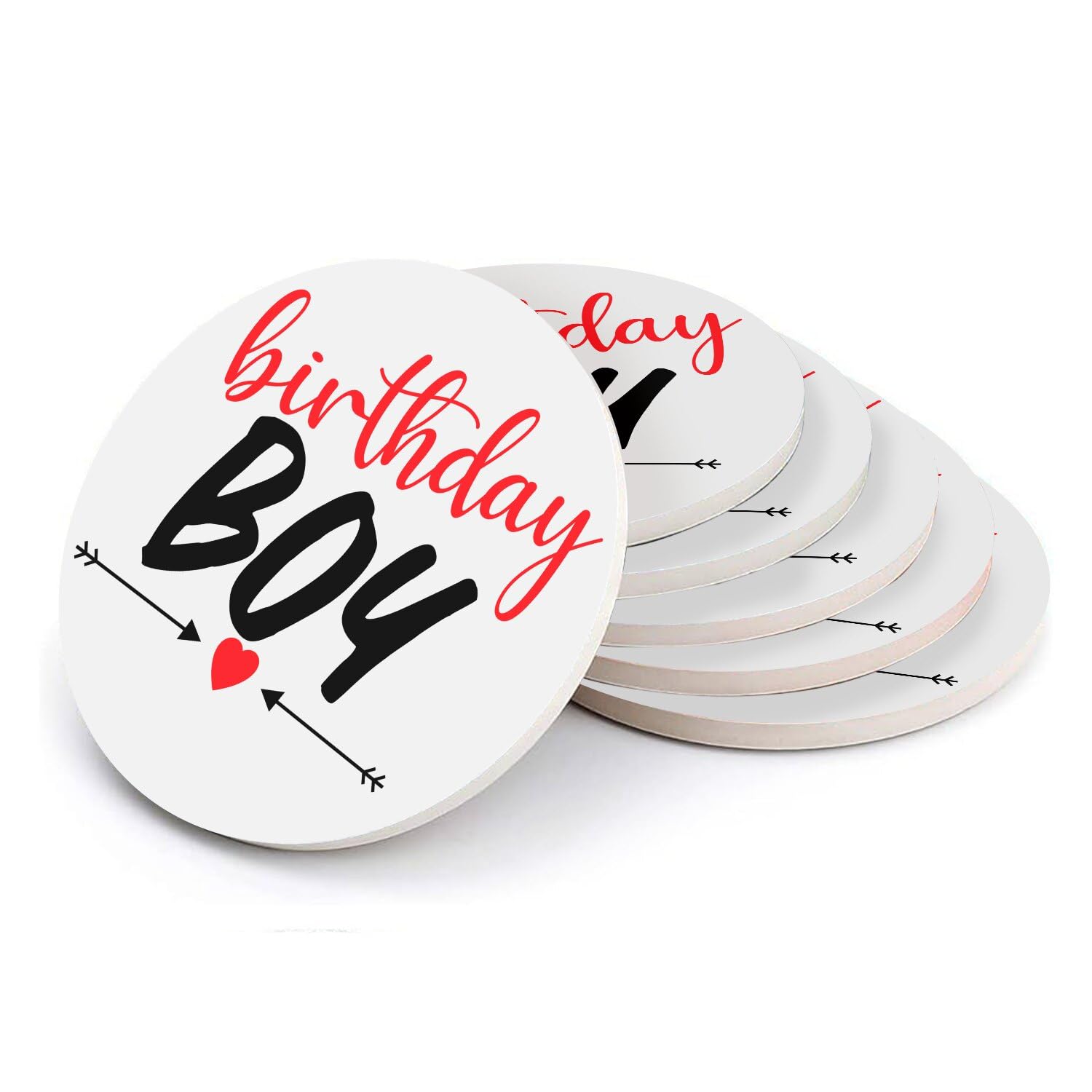 Sous-verre ronds en céramique Birthday Boy - Lot de 6 dessous de verre 108x108mm