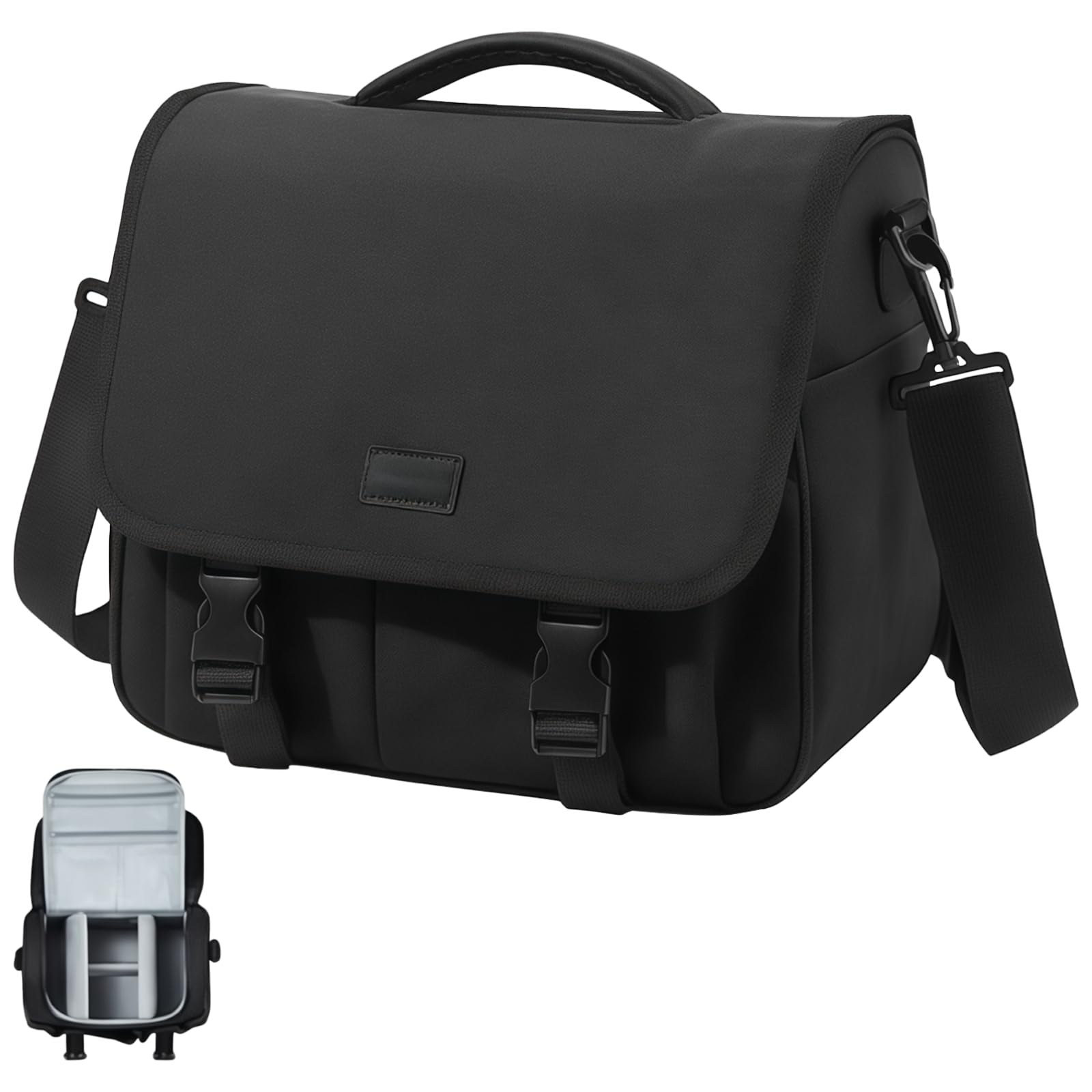 Grande borsa per fotocamera DSLR, in tessuto Oxford, con tracolla regolabile, scomparti multipli per obiettivi di fotocamera, adatta per Fuji X, EM e altro