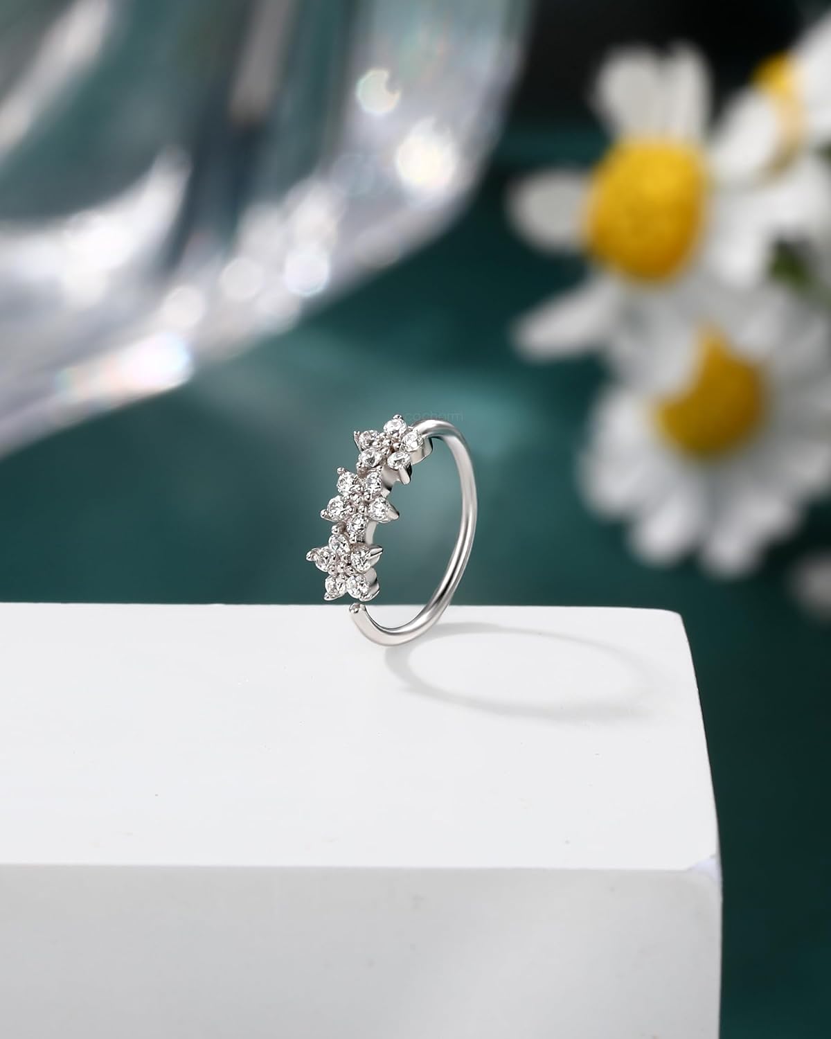 COCHARM 20G 925 Sterling Silver Small Thin Nose Ring Hoop for Women, Silver 7mm - 8mm Adjustable Half Hoop Nostril Piercing Jewelry