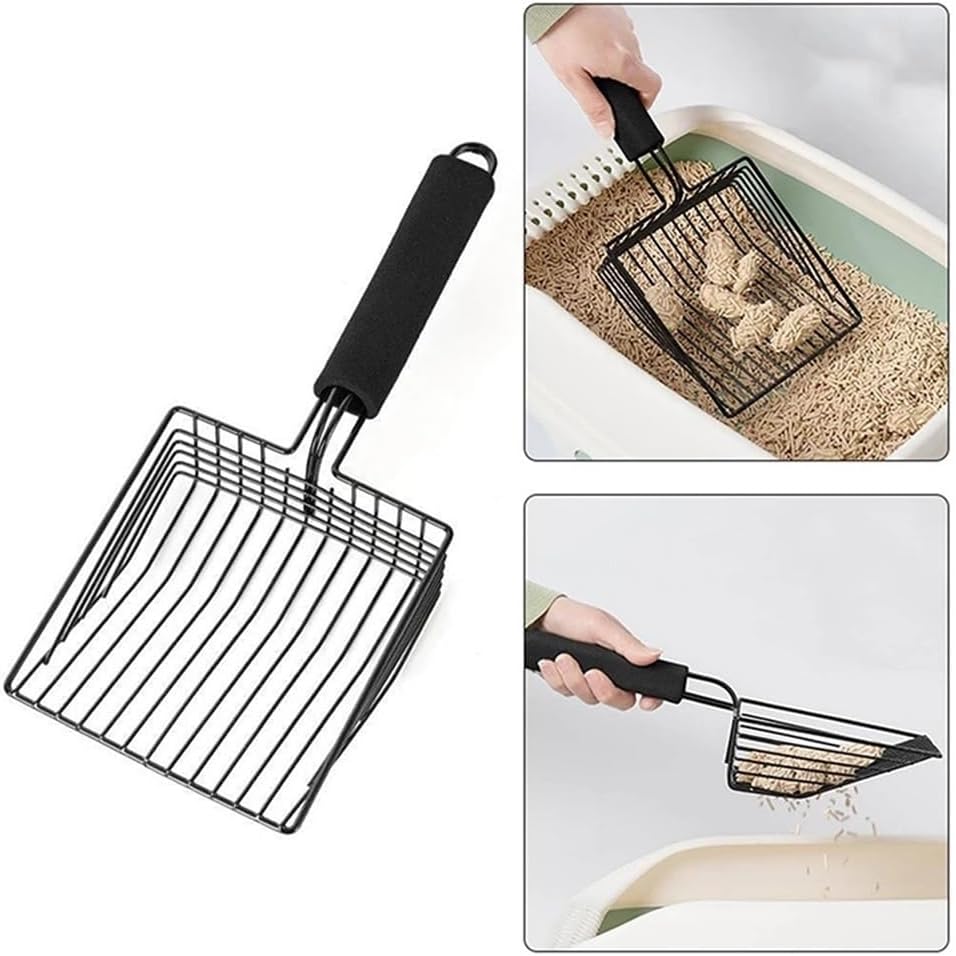 STAINLESS STEEL Reusable Home Scoops Cats Toilet Cleaning Shovel Tool Metal Cat Litter Scoop Heavy Duty Stainless Steel Litter Box Scoop With Ergonomic Handle Cat Cleaning Tools For Multi-Cat Homes