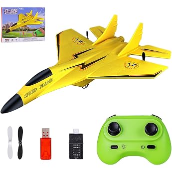 F-22 RC Airplane 2.4 GHz 2 Channel Aeroplanes Remote Controlled with Gyro System Foam Remote Controlled Aircraft RC Aircraft for Beginners Children Adults Yellow