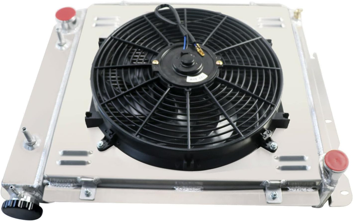 ALLOYWORKS 3 Row Aluminum Radiator + Shroud Fan + Relay for Jeep Wrangler TJ YJ CHEVY V8 Conversion (w/FAN SROUD)