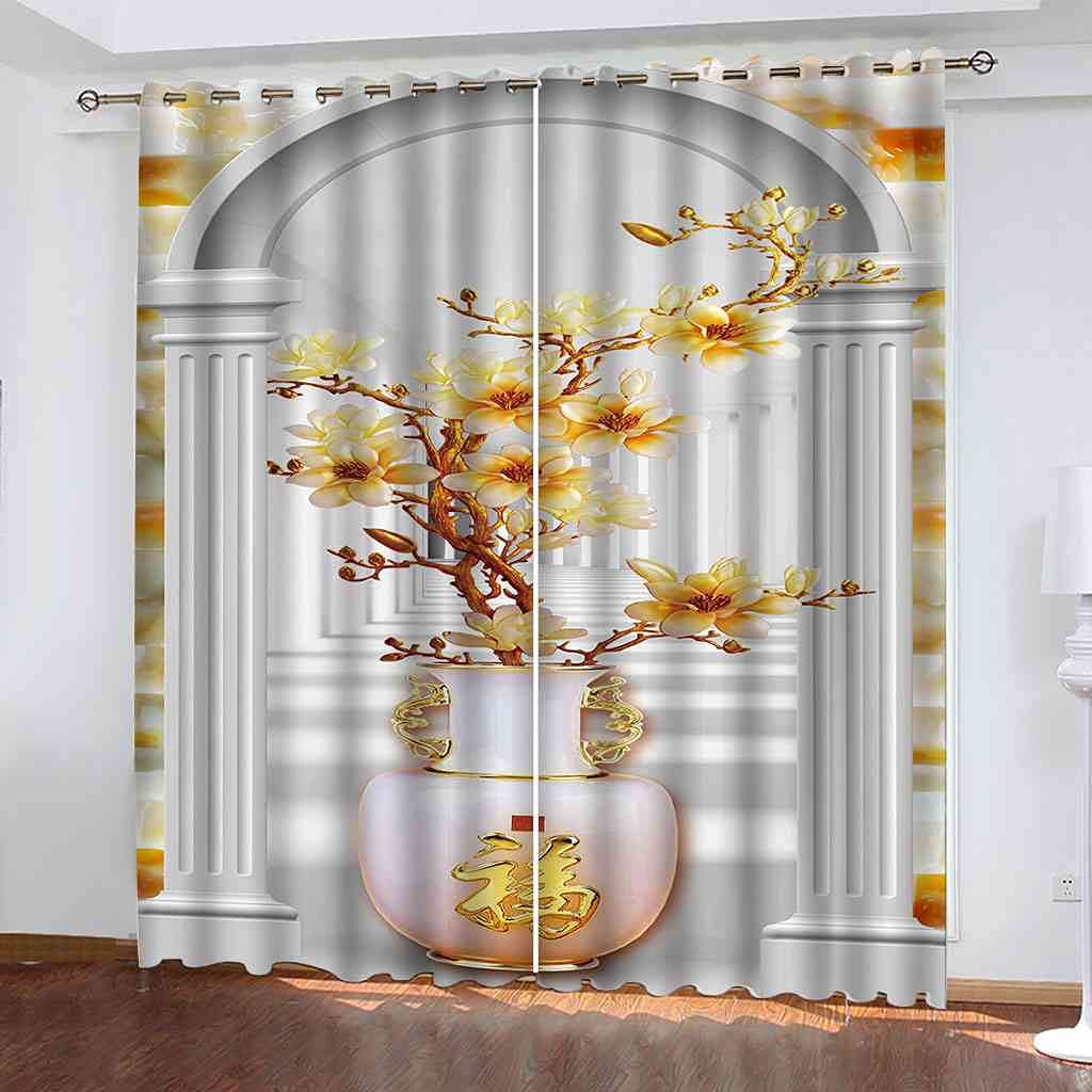 Rideaux occultants enfants 3D vase 140x160cm isolants