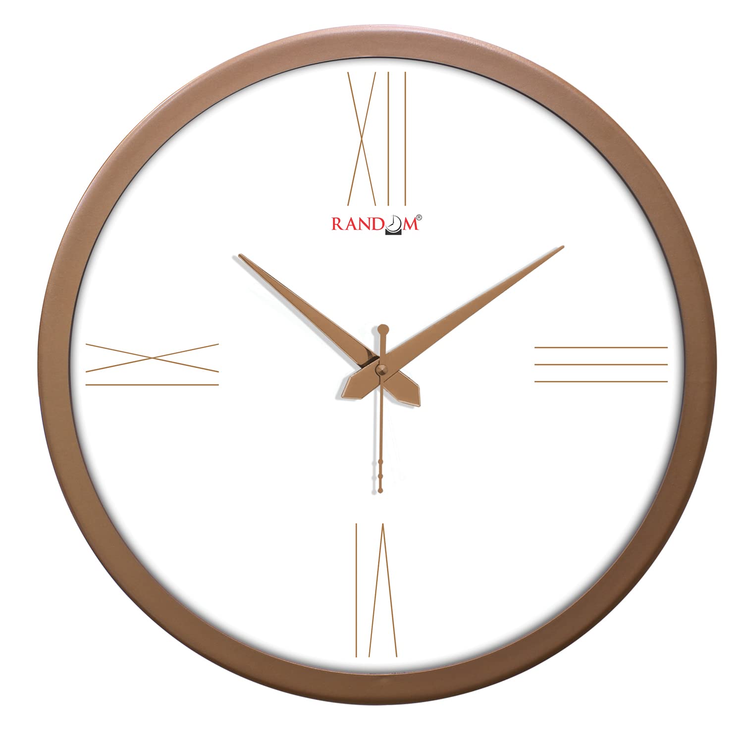 RANDOM 12 Inch Roman Numbers Modern Stylish Tic TOC Wall Clock for Home, Living Room, Bedroom, Lobby, Office, and Kitchen (Copper)