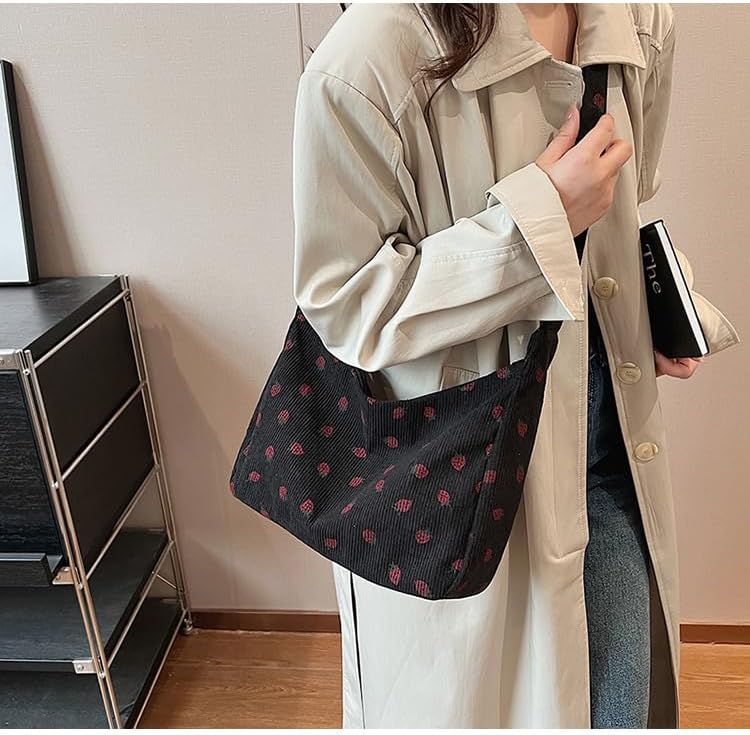 Strawberry Tote Bag for Women Adjustable Shoulder Bag Cute Zipper Purse Handbag - Image 2