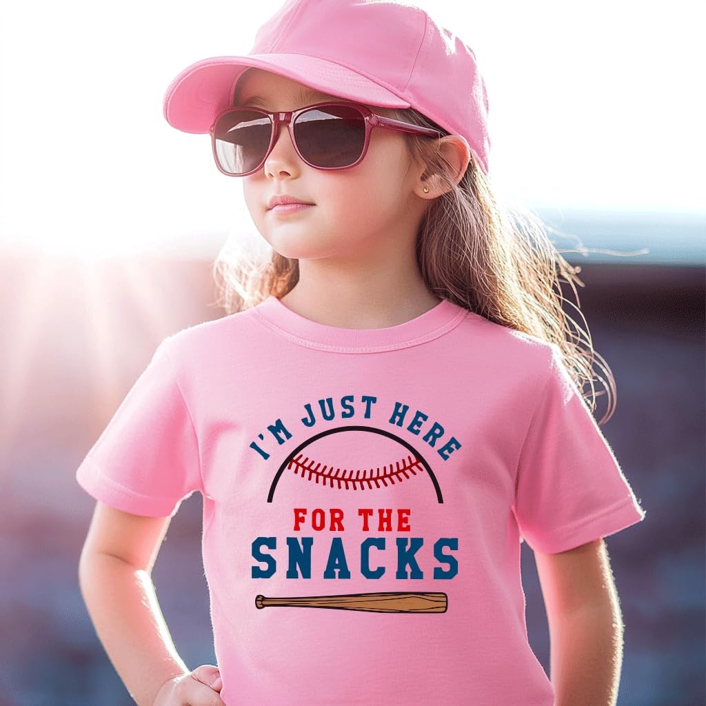 Toddler Baby Boys Girls Baseball T-Shirt I'm Just Here for The Snacks Funny Short Sleeve Tee Top
