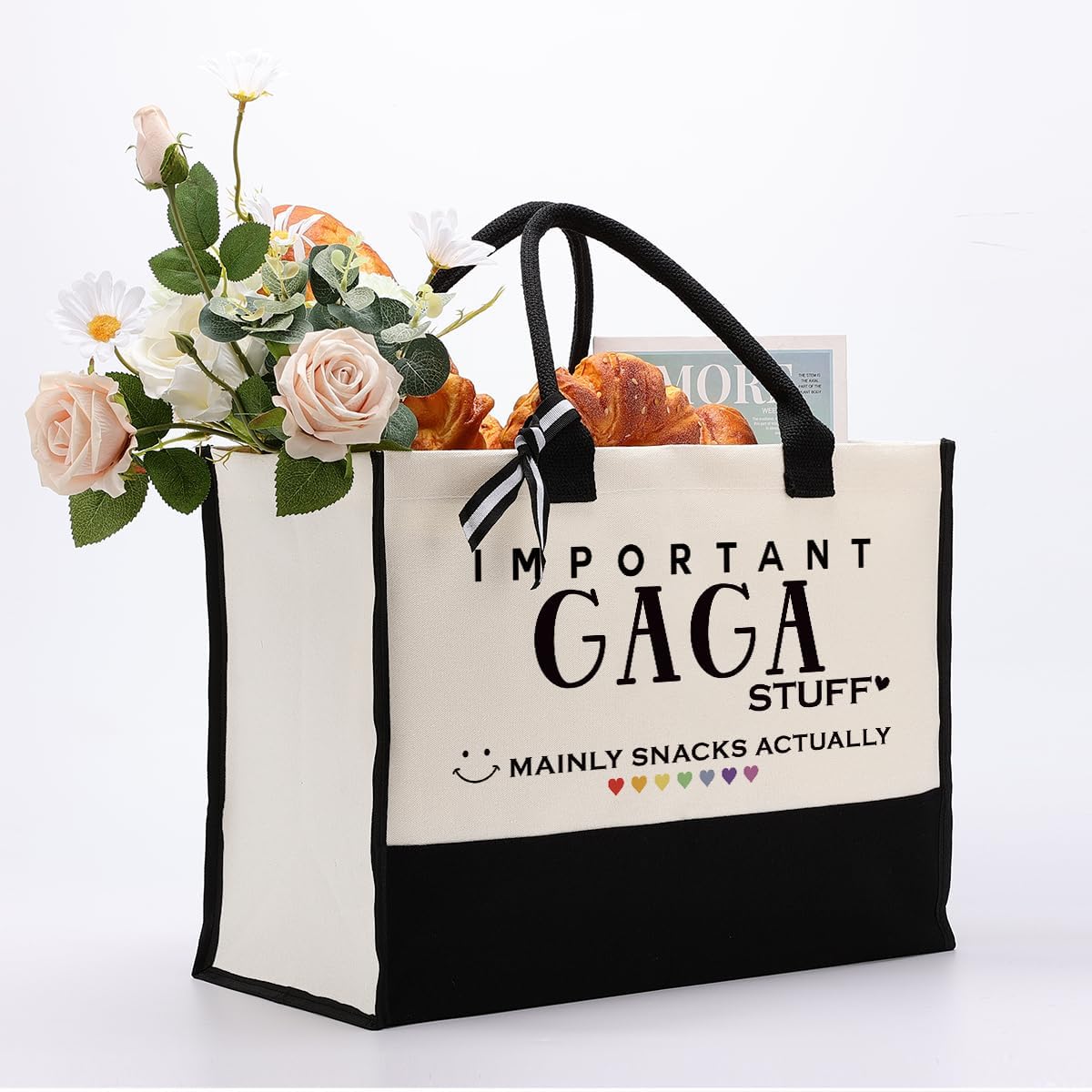 EDCTO Gaga Gift, Canvas Tote Bag Cute Design, Important Gaga Stuff Canvas Bag, Cotton Canvas Tote Bag, Gaga Reusable Shopping Bag Gift, Grandparents Gift for Mother's Day Christmas Birthday - Image 4