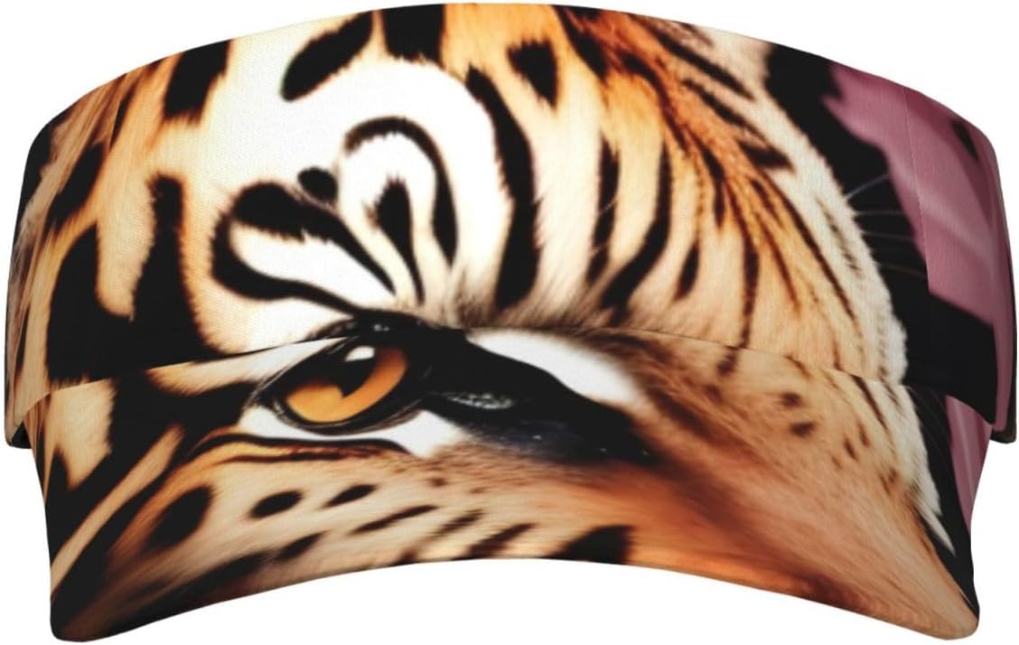 Animal Tiger Leopard Print Rose Flower Print Sports Sun Visor Hats,Adjustable Sun Caps for Men Women Adults Lightweight