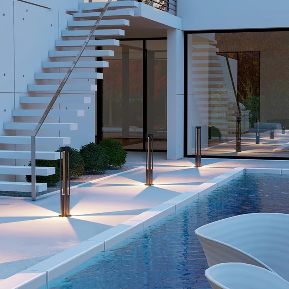 Iluminación de camino moderna Luz de camino de paisaje cilíndrica LED Luz de paisaje impermeable al aire libre negra Lámpara de pie exterior de aluminio a prueba de herrumbre para decoración de patio