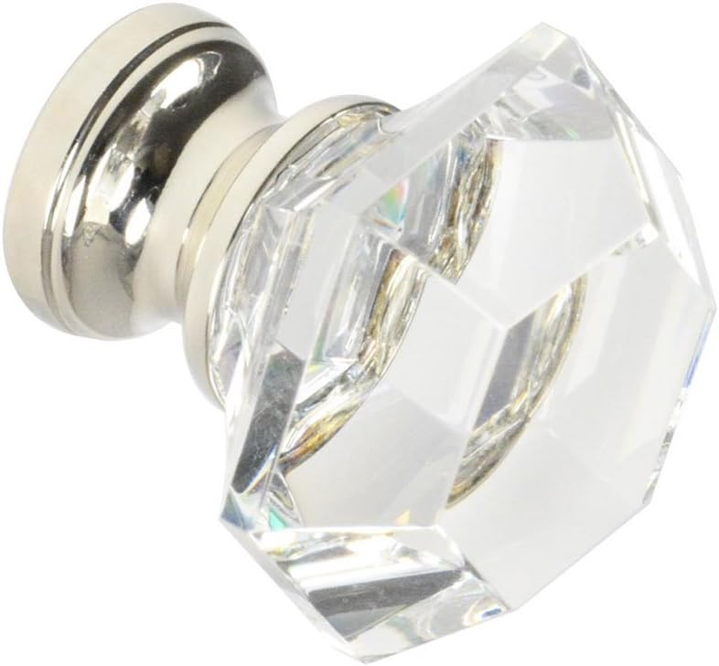 #G-75 CKP Brand Elegance Glass Collection 1-1/4 in. (32mm) Clear Glass Knob with Polished Nickel Base - 10 Pack